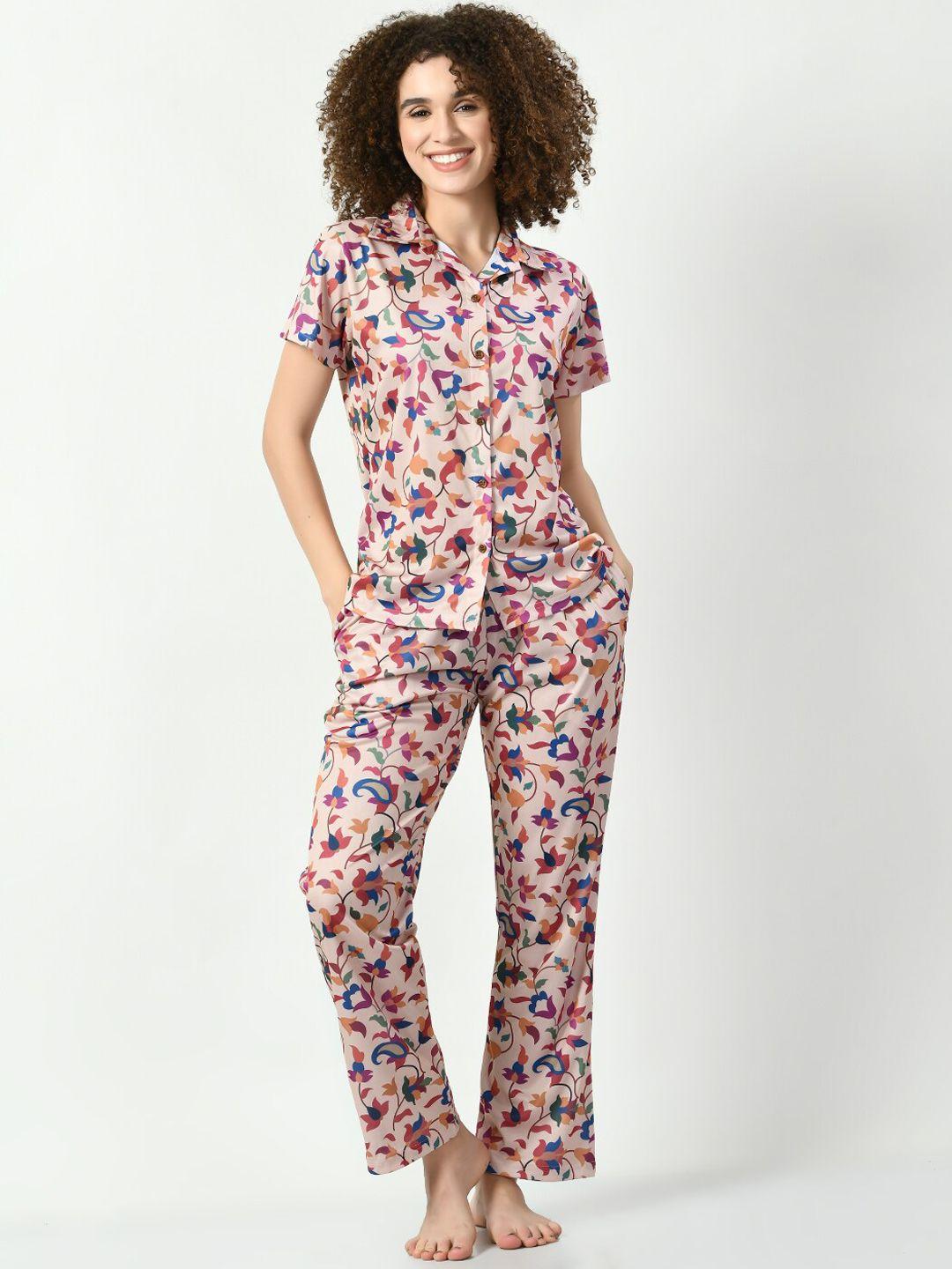 legit affair floral printed shirt collar shirt & pyjama