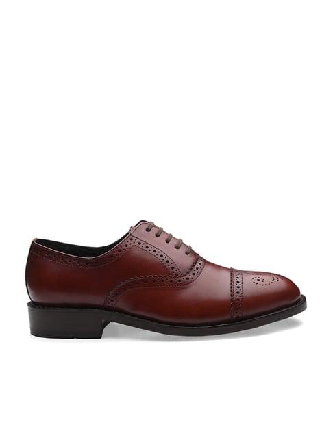 legwork men's maroon brogue shoes