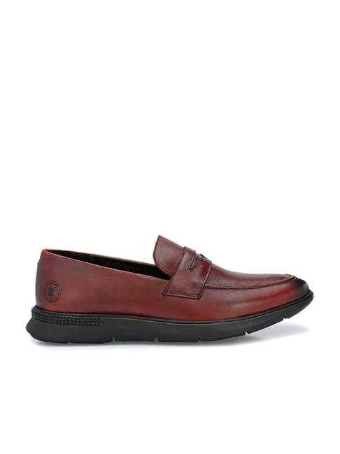 legwork men's maroon formal loafers