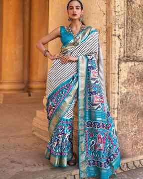 leheriya design banarasi silk saree with border