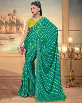 leheriya print chiffon saree