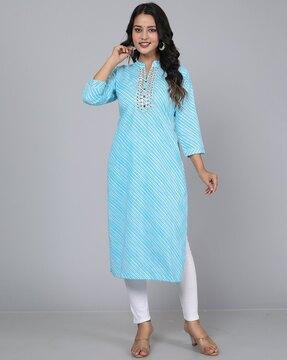 leheriya print straight kurta