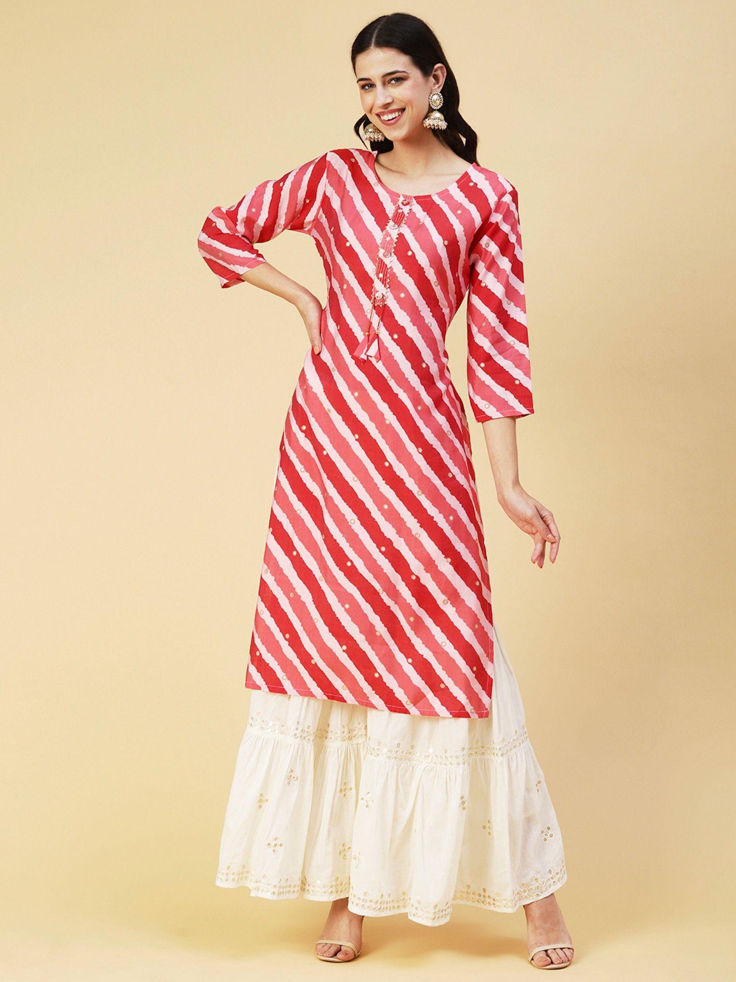 leheriya printed straight fit kurta - multi