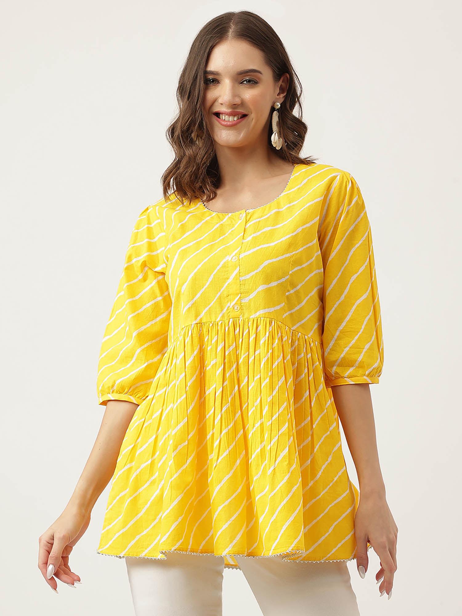 leheriya rayon yellow regular top