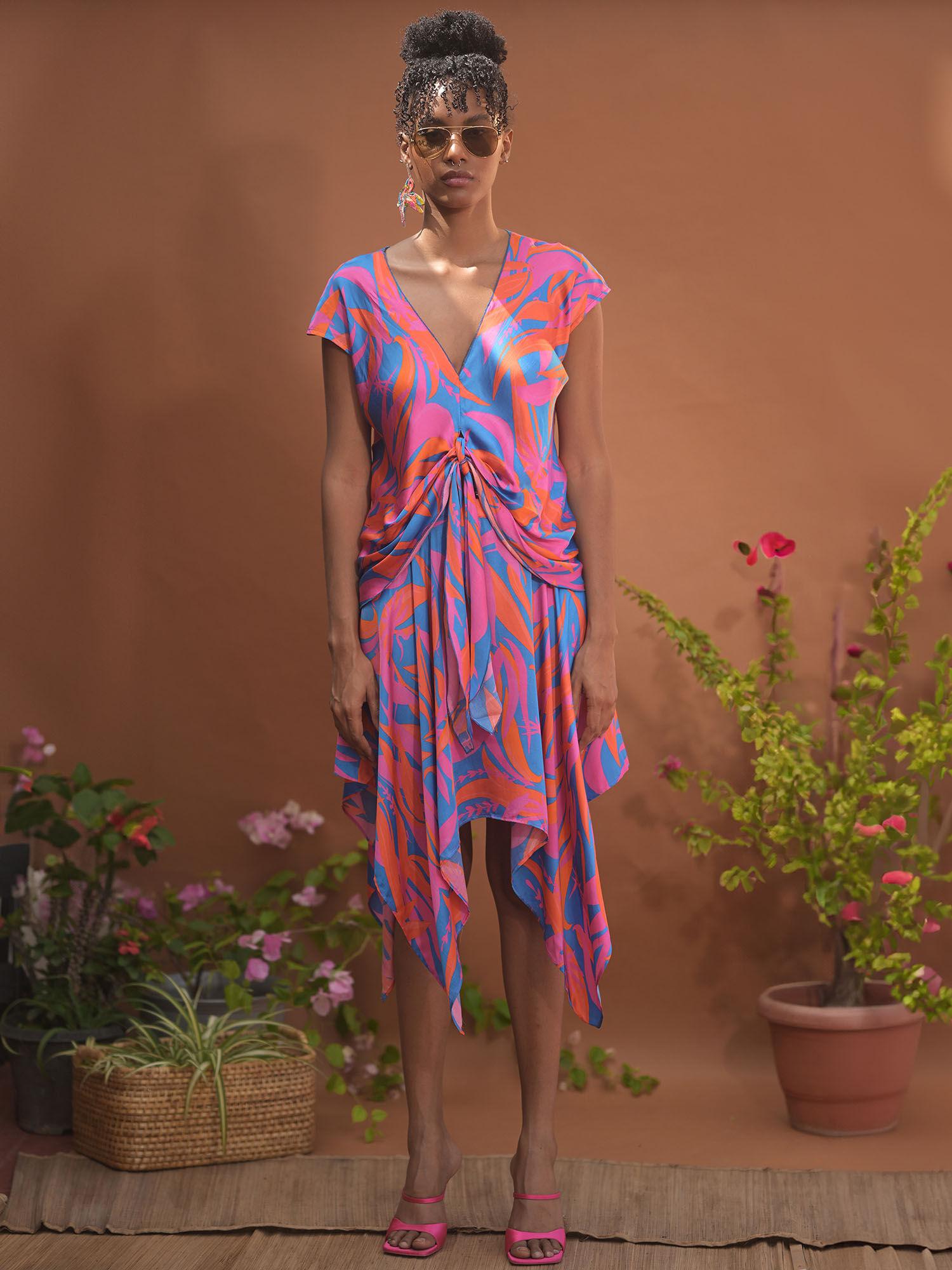 leila modal multi-color printed midi skirt