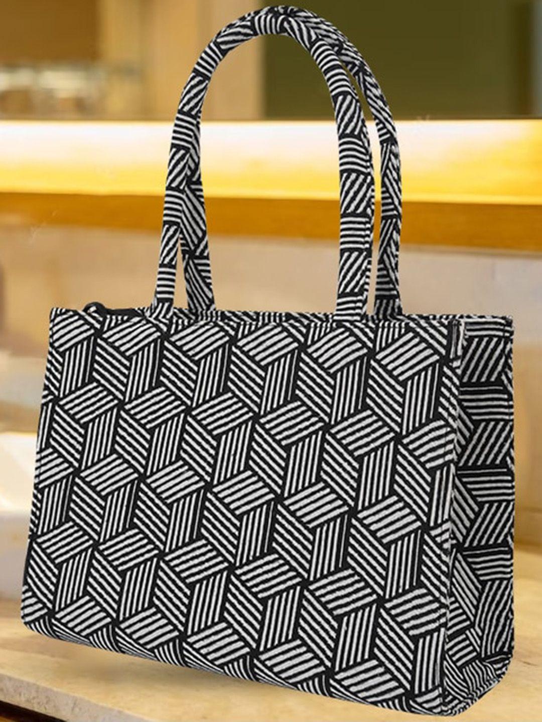 lekhx geometric printed structured handheld bag