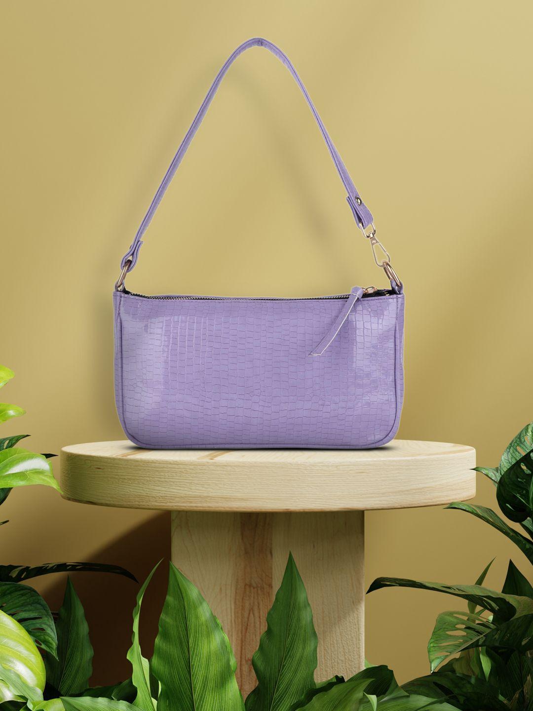 lekhx lavender textured pu structured shoulder bag