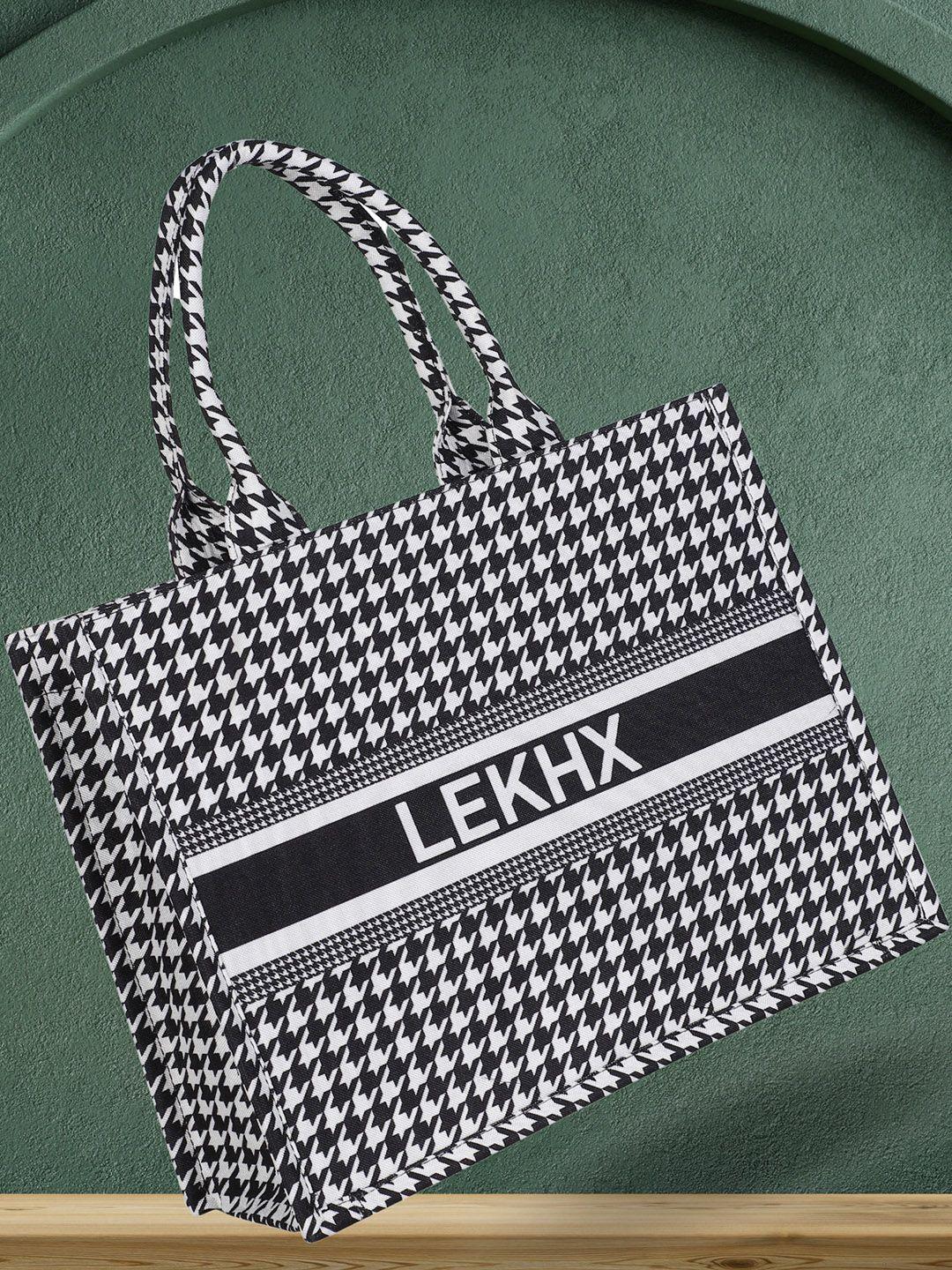 lekhx typography printed structured tote bag