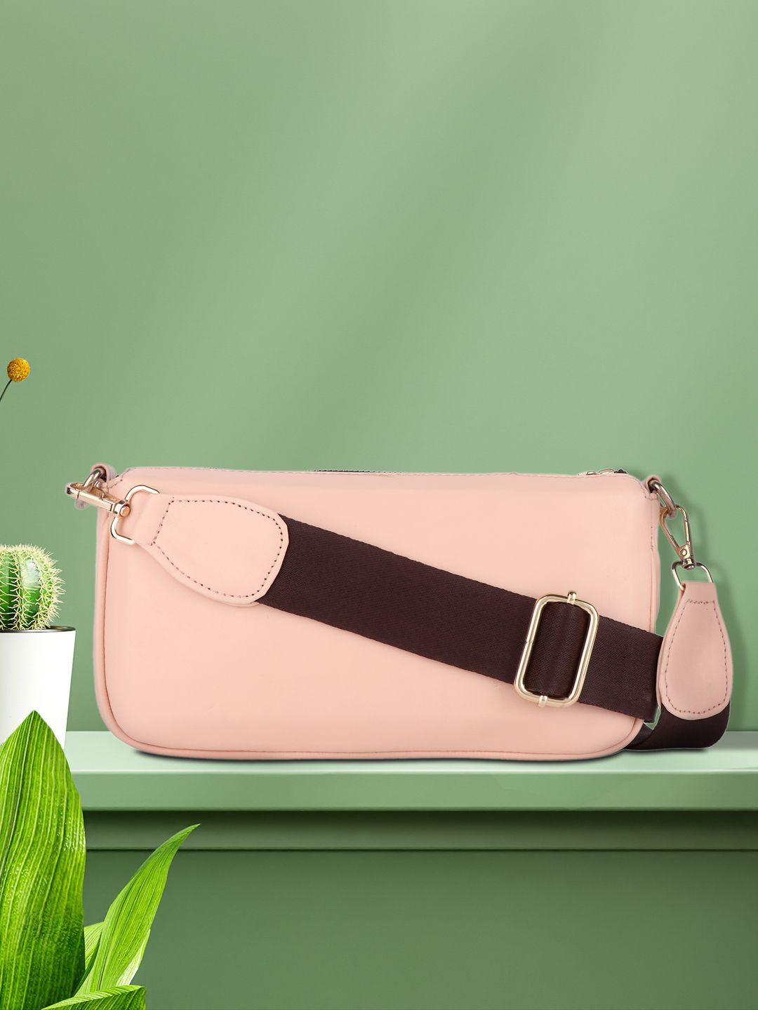 lekhx women pink pu structured sling bag