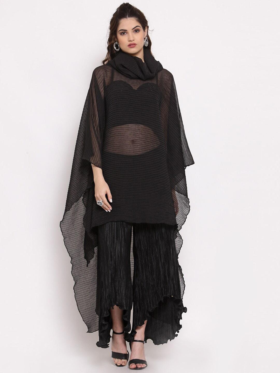 lela black solid maxi kaftan dress