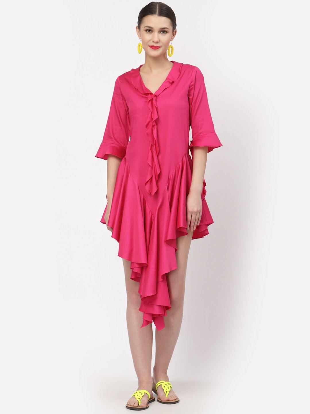 lela women pink a-line cotton dress