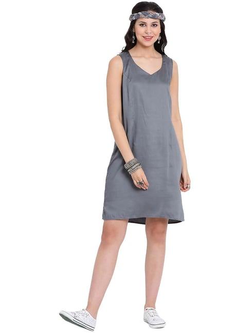 lela grey stone viscose dress