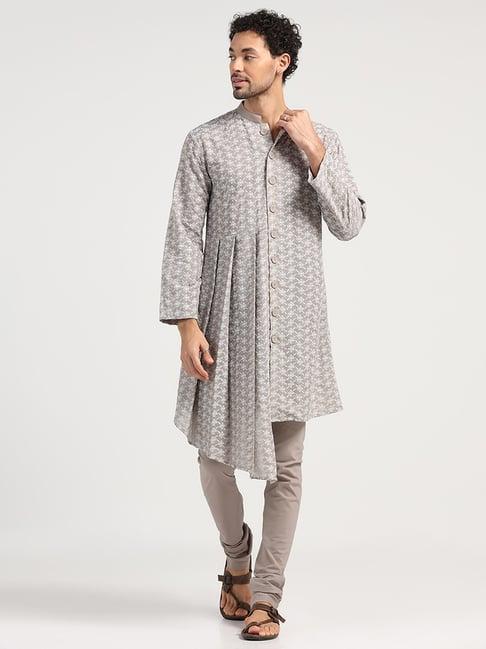 lela taupe regular fit embroidered kurta