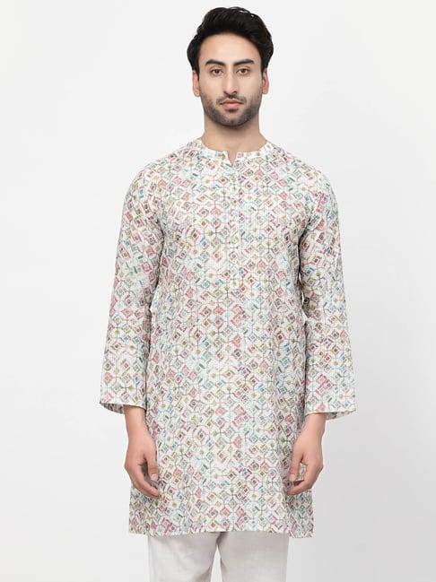 lela white regular fit printed kurta