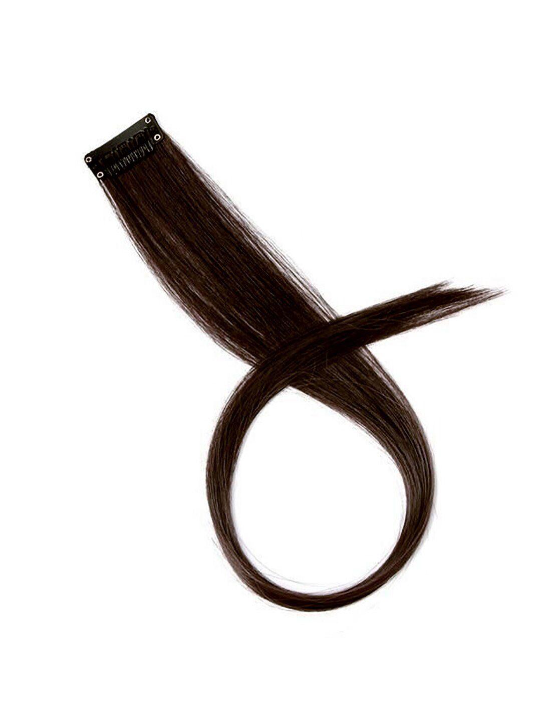 lemodish black 14 inch single clip human hair streaks hair clip side-on hair clip