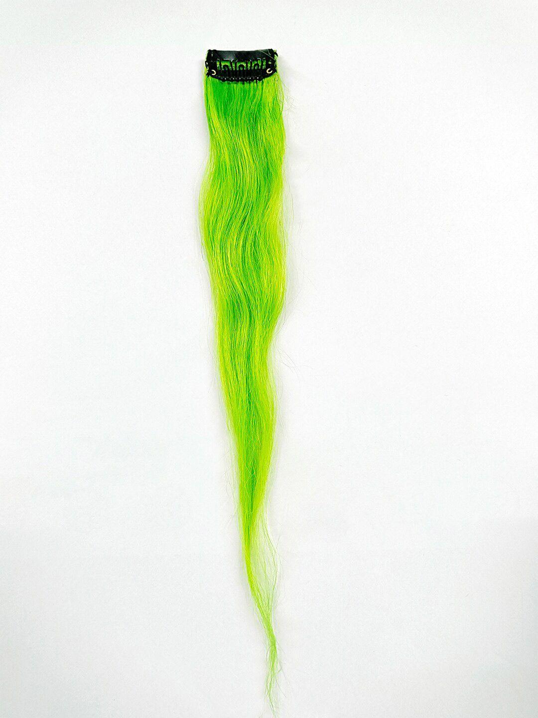 lemodish fluorescent green 14 inches single clip human hair streaks side-on hair clip
