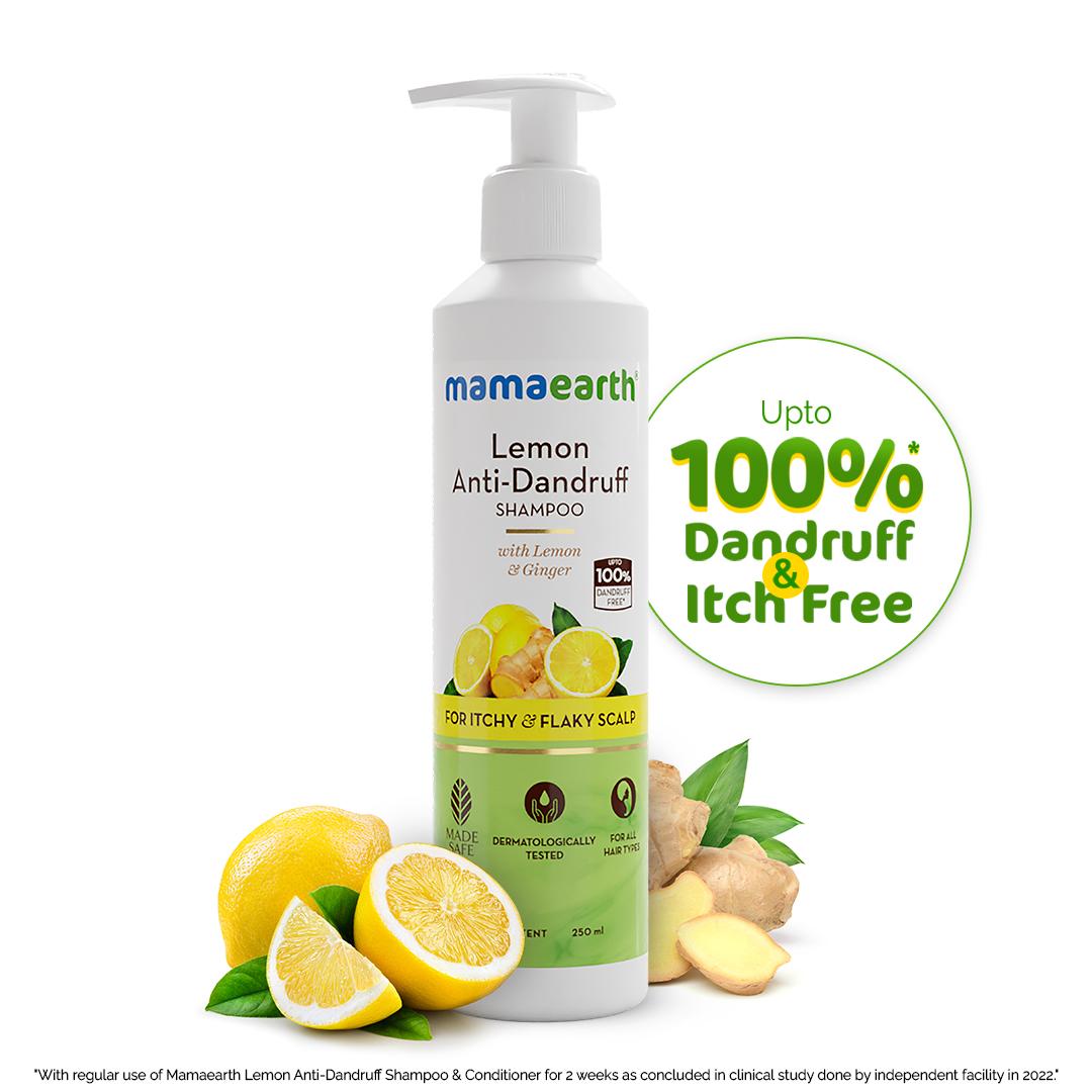 lemon anti-dandruff shampoo with lemon & ginger for up to 100% dandruff & itch-free scalp- 250 ml