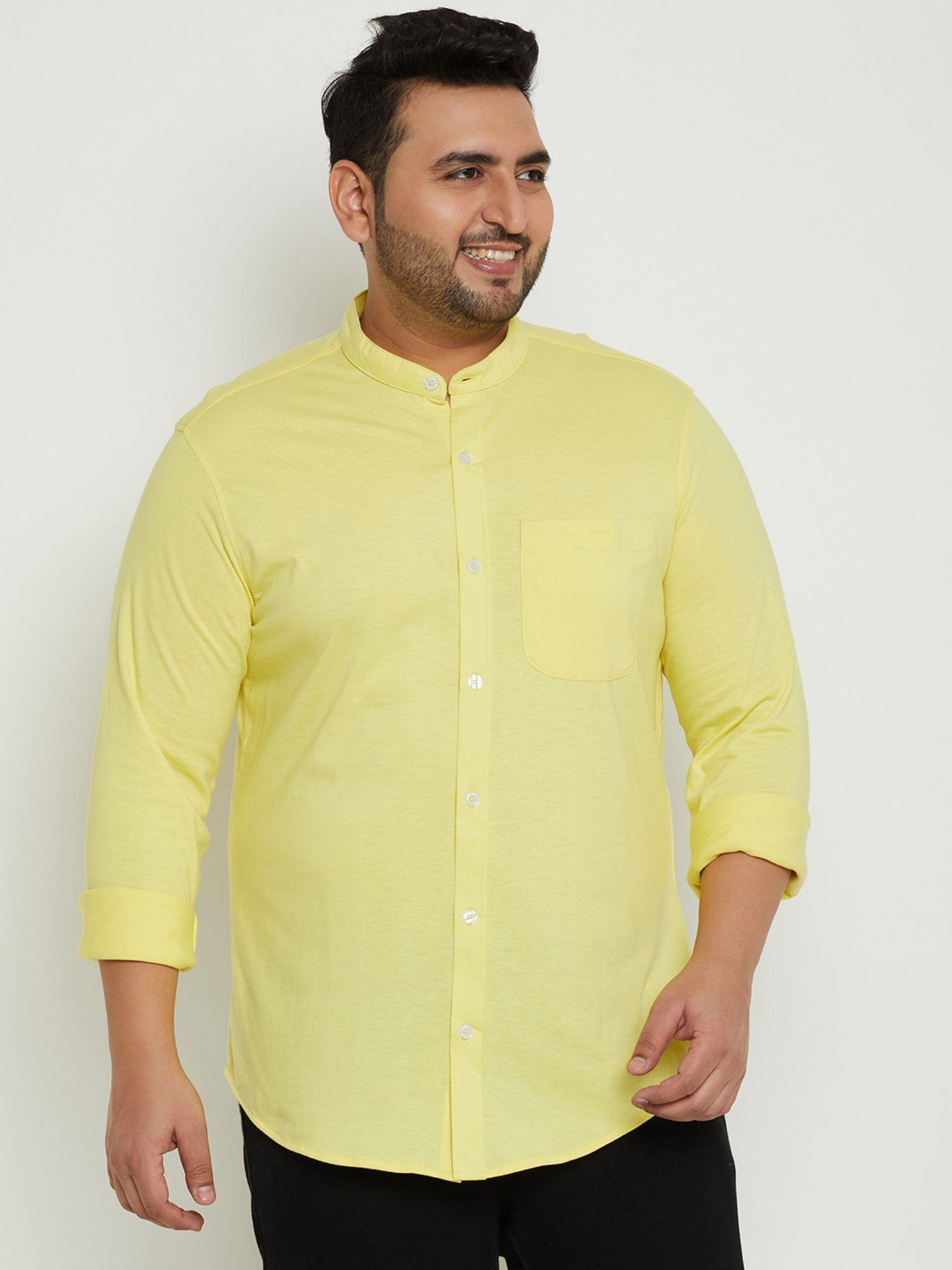 lemon yellow solid plus size shirt