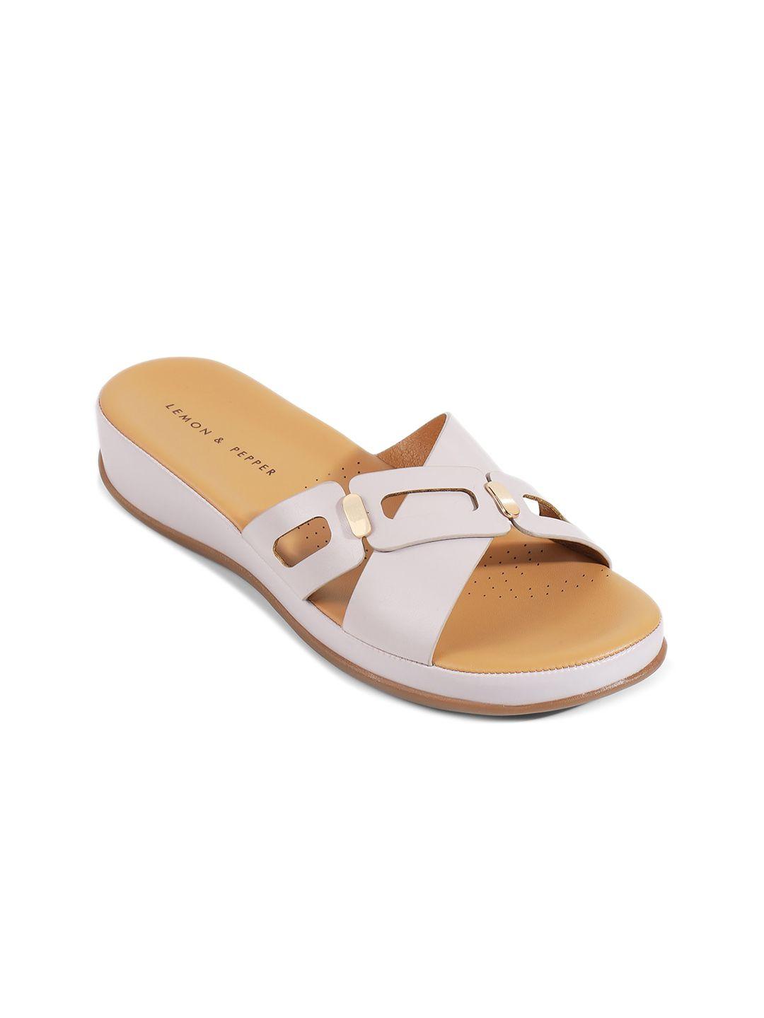 lemon & pepper open toe flats