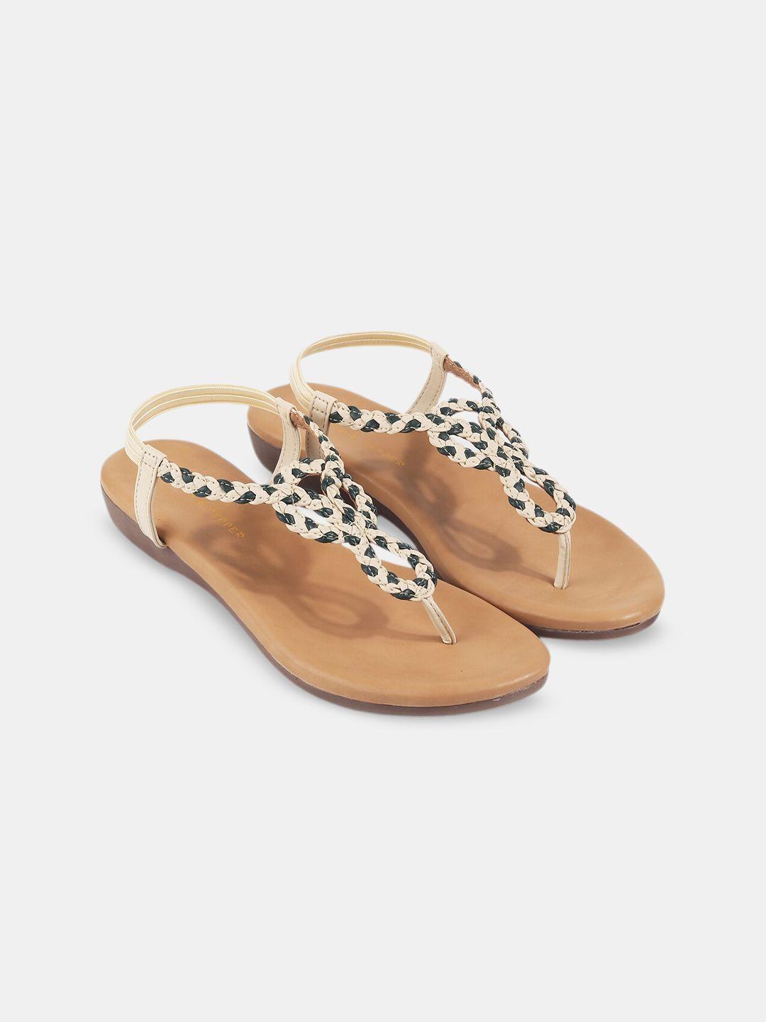 lemon & pepper printed t-strap flats