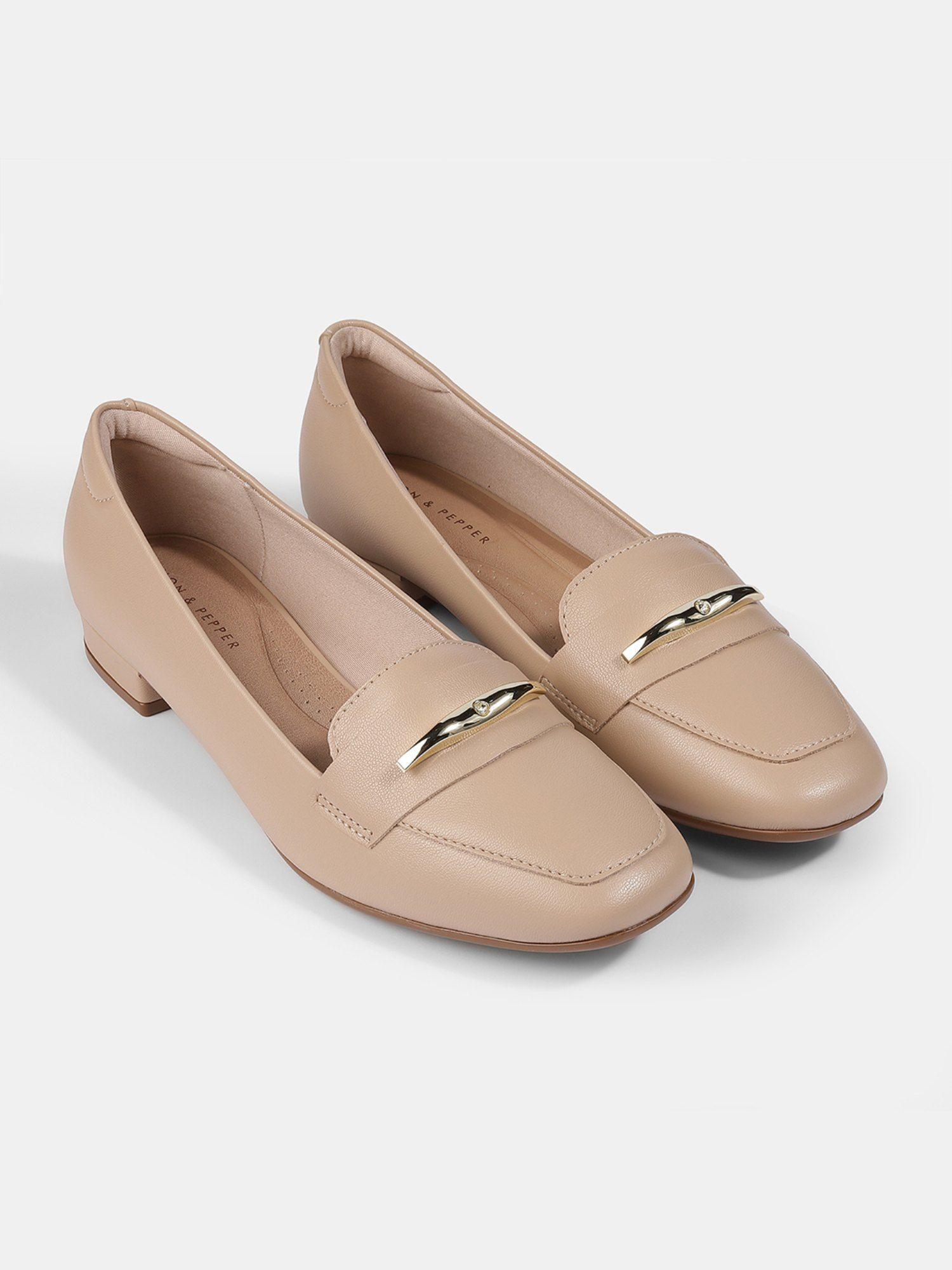 lemon and pepper beige ballerinas