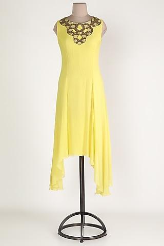 lemon embroidered high-low tunic