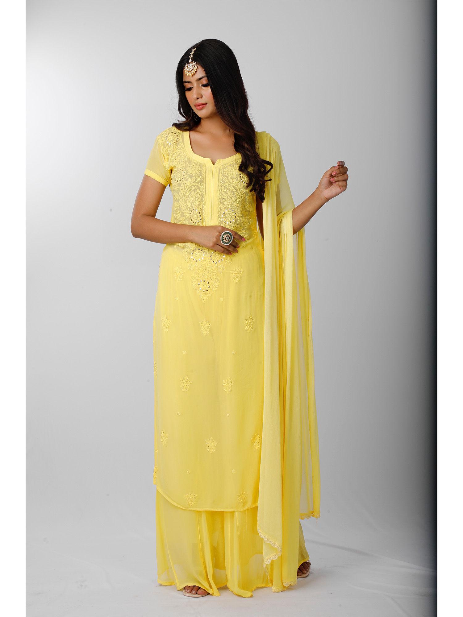 lemon fizz chikankari kurta