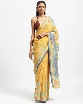 lemon love printed saree