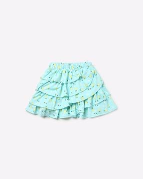 lemon print tiered skirt