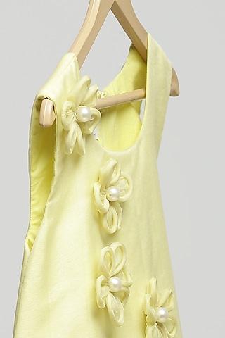 lemon yellow cotton silk & net ruffled a-line dress for girls