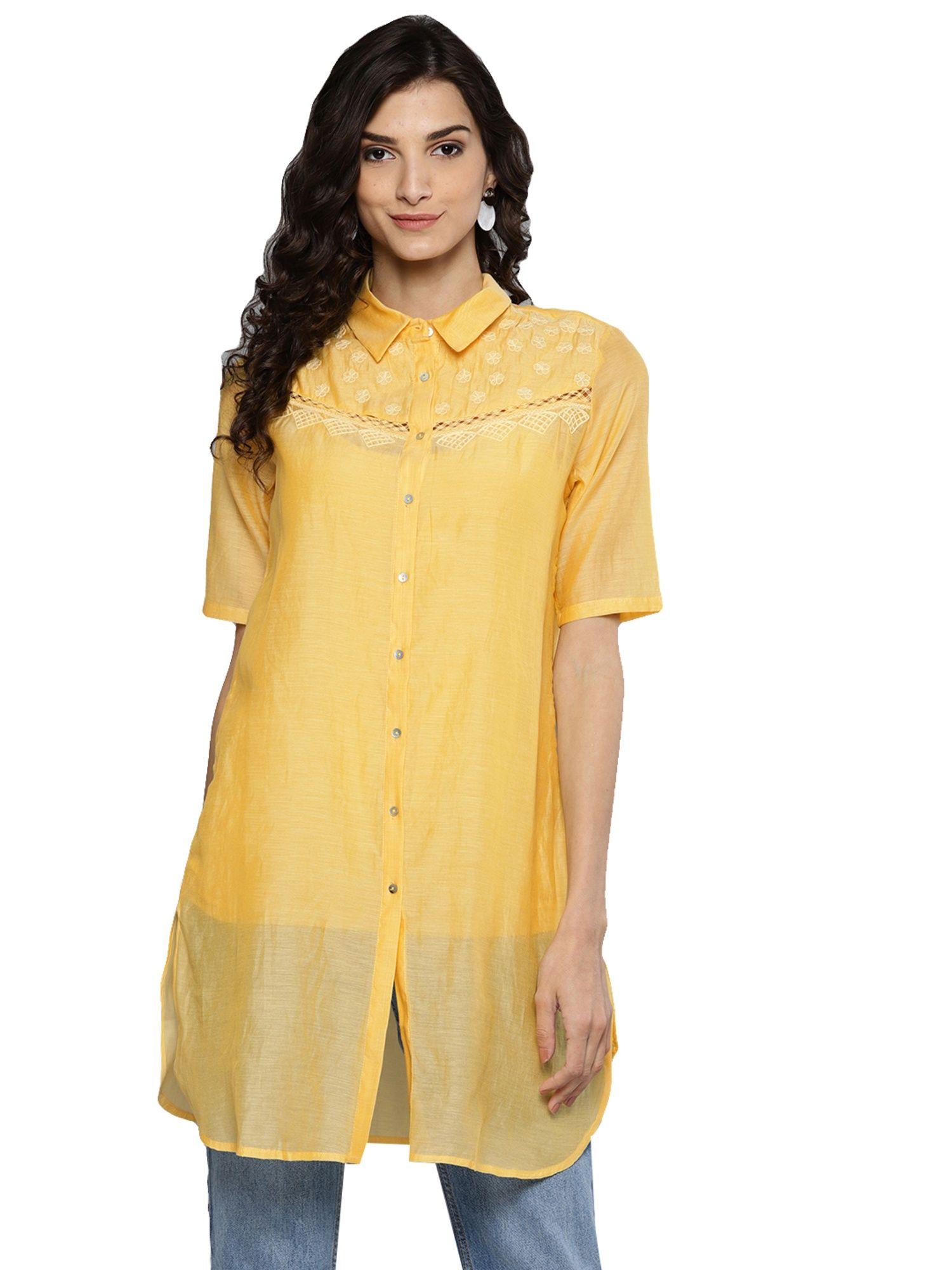 lemon yellow embroidered tunic