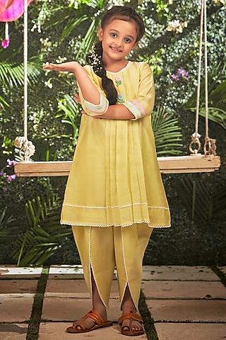 lemon yellow kurta set for girls