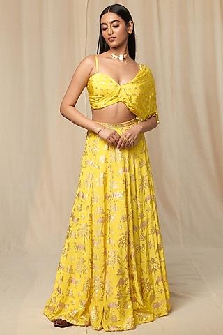 lemon yellow oasis lehenga set