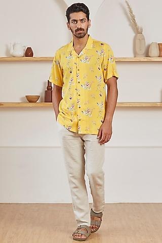 lemon yellow viscose cotton shirt