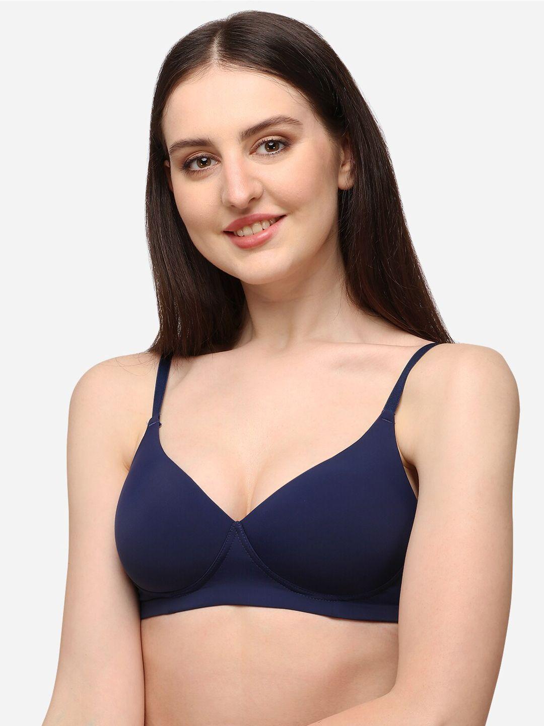 lenissa navy blue t-shirt bra-half coverage lightly padded l-106