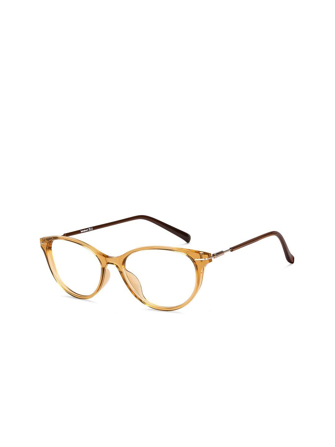 lenskart blu unisex transparent & yellow full rim cateye frames