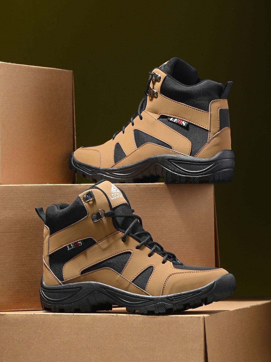 leo's fitness shoes men colourblocked canvas hiking boots