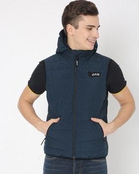 leo stitch quilted hooded gilet