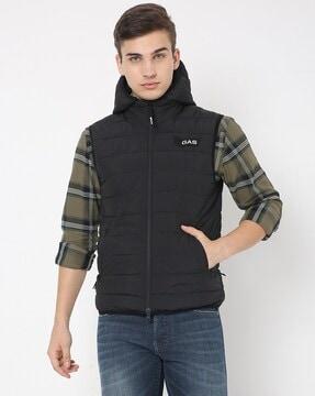 leo stitch quilted hooded gilet