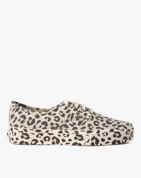 leopard print lace-up casual shoes