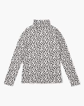 leopard print mock-neck top
