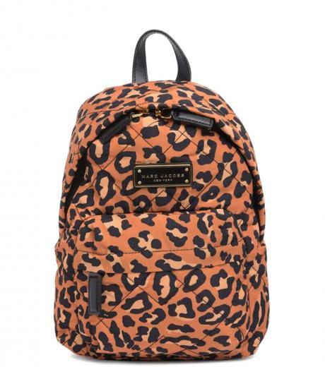 leopard print quilted medium backpack