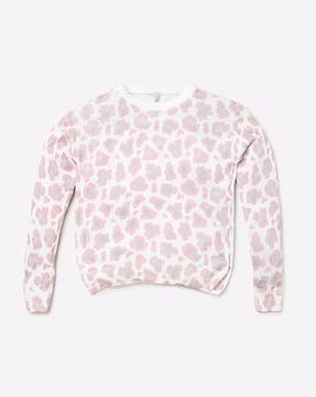 leopard print round-neck sweater