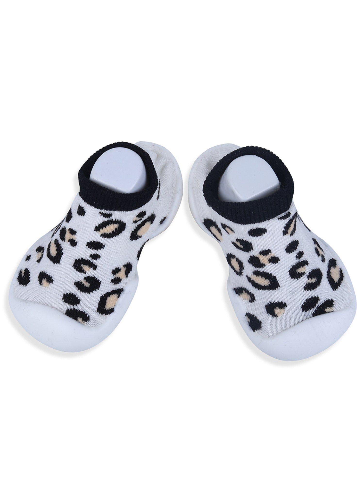 leopard-print-rubber-comfortable-sole-slip-on-sock-shoes---white