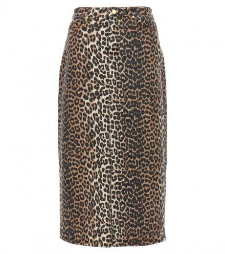 leopard-print logo patch skirt