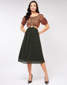 leopard print a-line dress