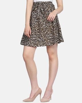 leopard print a-line skirt