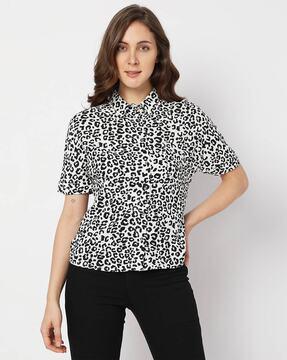 leopard print button-down shirt