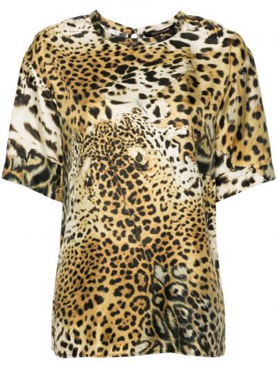 leopard print round neck t-shirt