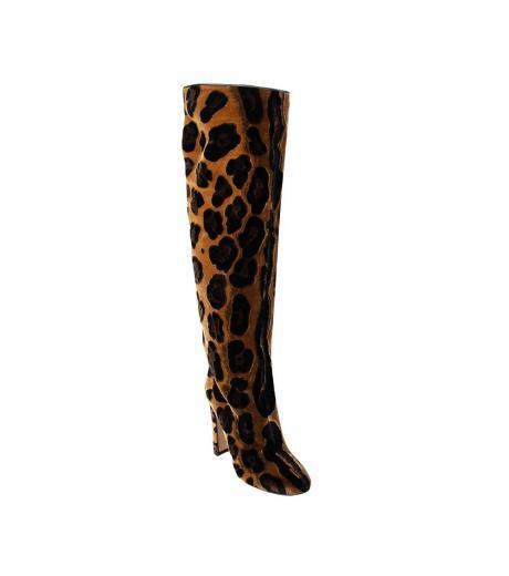 leopard print slip on boots